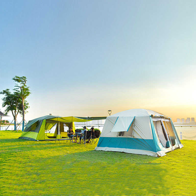 户外露营帐篷批发两室一厅双层加厚涂银防晒遮阳沙滩帐折叠便携式