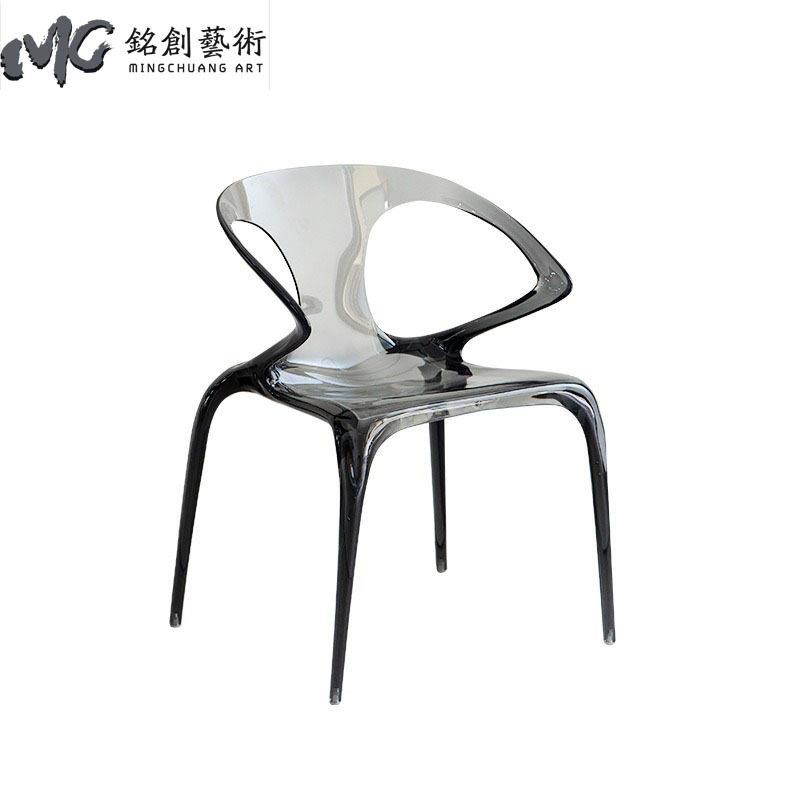 简约现酒店大堂洽谈区透明树脂靠背椅子吧台餐厅亚克力凳子家用