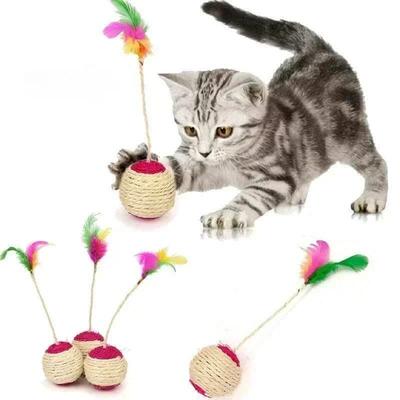 1Pc Cat Toy Sisal Scratching Ball Training Interactive Toy f