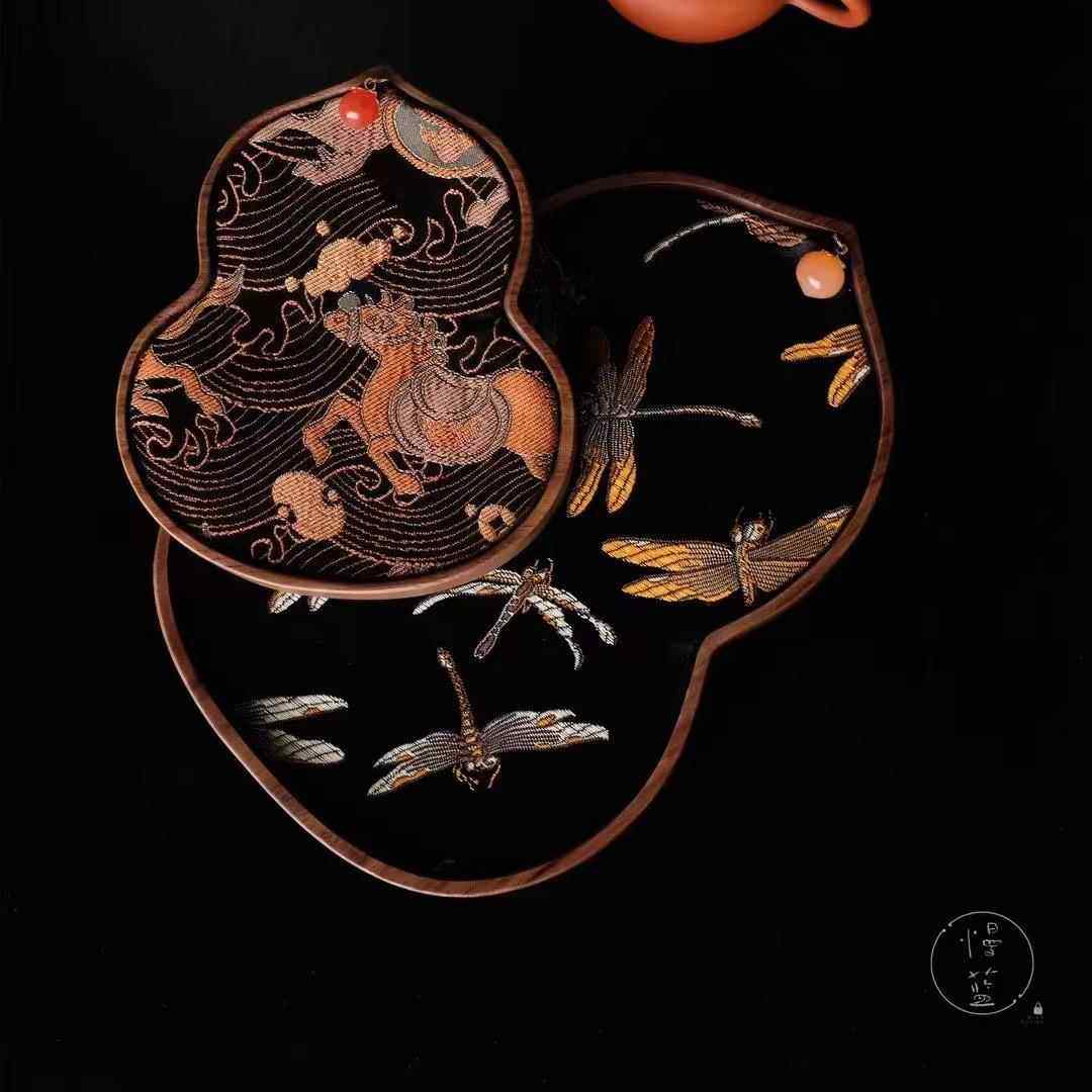 慢蓝织锦复古葫芦茶垫杯垫隔热垫家用防烫茶壶垫布艺茶道零配