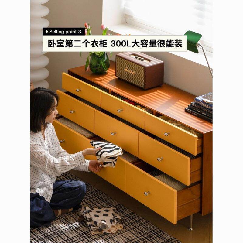 北欧斗柜中古实木客厅多斗柜储物收纳抽屉简约复古卧室九斗床尾