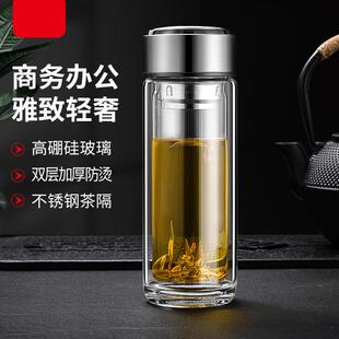 水中神玻璃杯双层加厚隔热泡茶杯便携茶隔车载高档水杯子定制