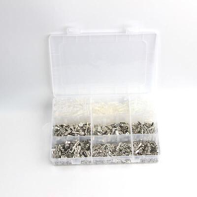 冷压接线 900pcs盒装 裸插簧插片银色配护套 6.3mm插簧片接线端子