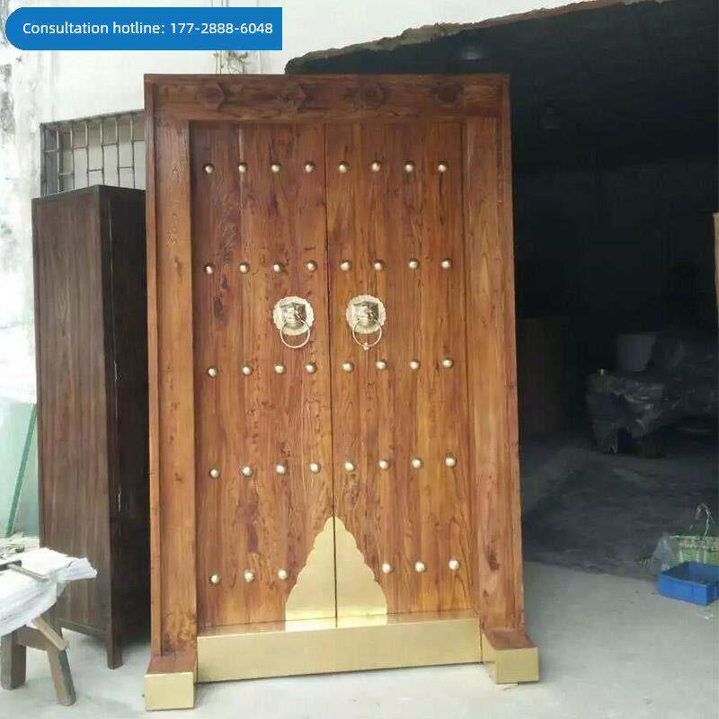 中国古宅庭院门实木门菠萝格栅宗祠寺庙自建房屋栅栏双门