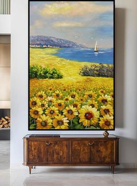 手绘油约画代梵高向葵美式田园风NZL02410景玄关日装饰画客厅过道