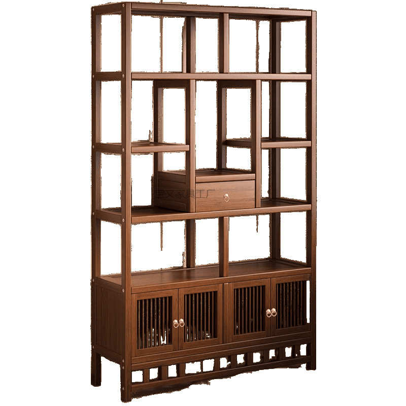 新中式博古架茶室茶叶摆放架非实木茶具茶柜收纳置物架隔断展示架