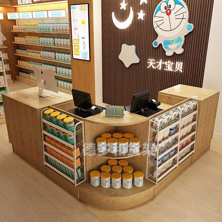 便利店收银台超市转角收款柜台服装店木制母婴店收款台药店收银台