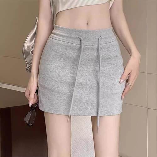 Sweet and spicy style drawstring sports white short skirt