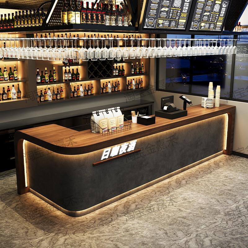 网红工业风酒吧吧台清吧酒馆用餐桌奶茶店咖啡厅收银柜台接待台定图片