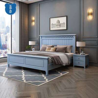 全单实木床现代简约白色2602大床米美式轻奢1.8米双床人1.5m人儿