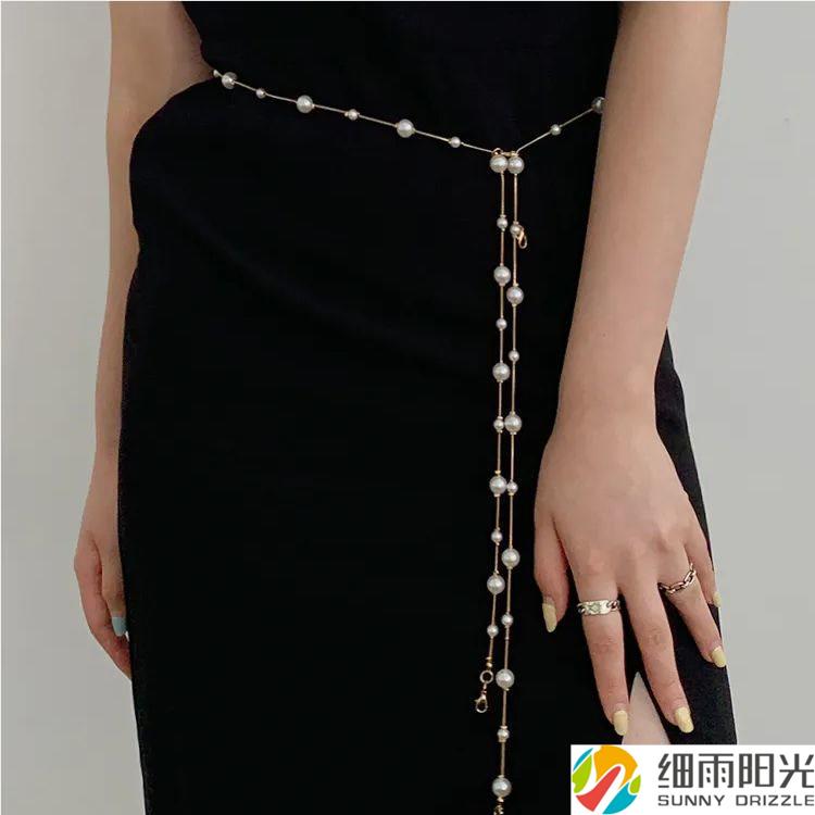 气质珍珠腰链女百搭收腰裙链装饰连衣裙子韩
