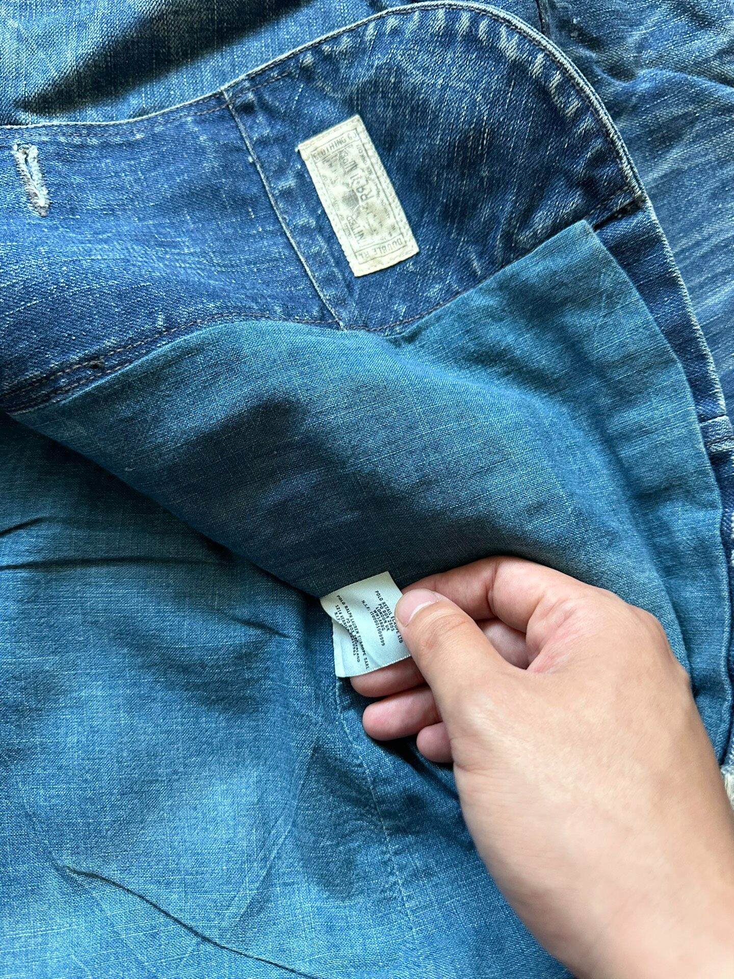 Berluti Distressed Denim Double-Breasted Coat — back