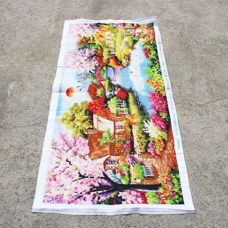 绣好的纯手工十字绣成品梦幻家园欧式花园小屋客厅挂画不带框