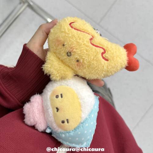 CHICAURA美味炸虾蛋巾儿可爱毛绒挂件玩偶10cm娃钥匙扣礼物爱心