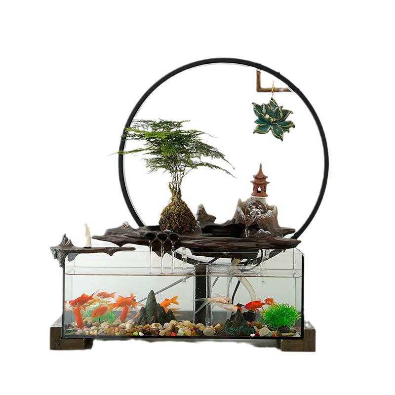办公室家居玻璃循环水摆件鱼缸装饰品礼品客厅招财电视柜流水乔迁,家居饰品,流水摆件,淘宝优惠券,粉丝福利购,淘宝优惠卷