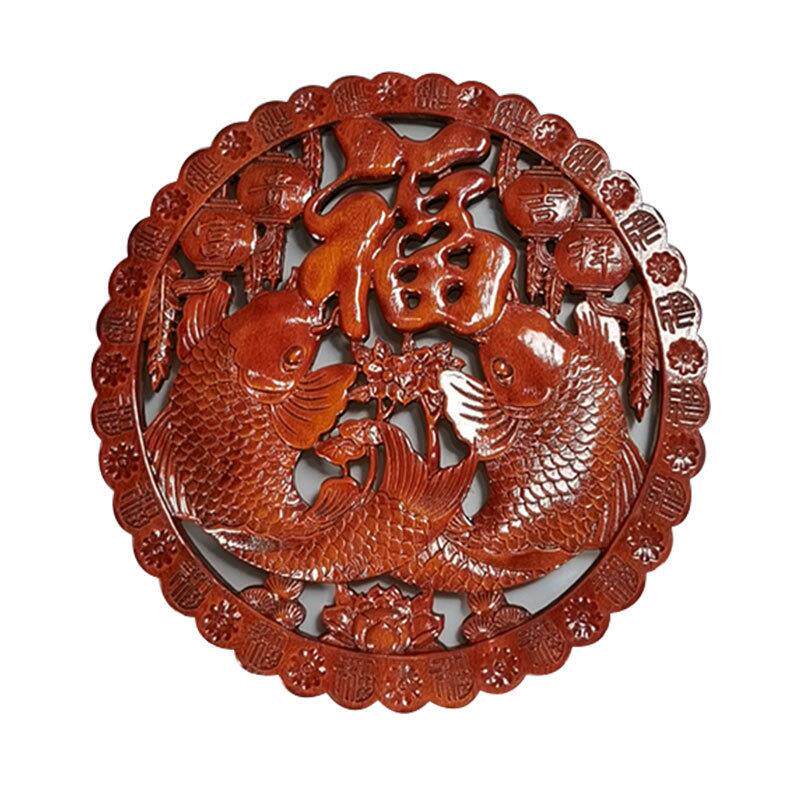 湖南厂家装现式新款中复货古居樟木家装饰圆形挂件香樟木雕刻饰