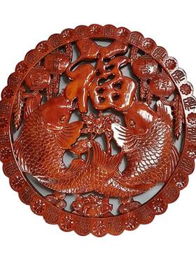 湖南厂家装现式新款中复货古居樟木家装饰圆形挂件香樟木雕刻饰