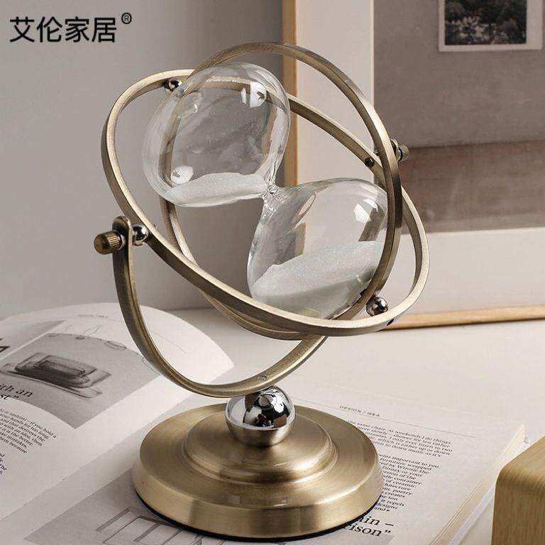 覆古轻奢旋转式沙漏自动翻转高档办公室书柜酒柜书房艺术摆件高级