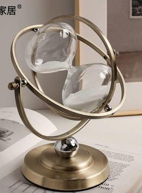 覆古轻奢旋转式沙漏自动翻转高档办公室书柜酒柜书房艺术摆件高级