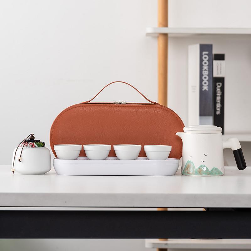 手绘便携式户外旅行茶具套装快客杯一壶四杯高档商务客户领导礼品