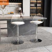 亚克力餐椅可升降旋转ins风透明吧台前台椅子家用高脚凳子