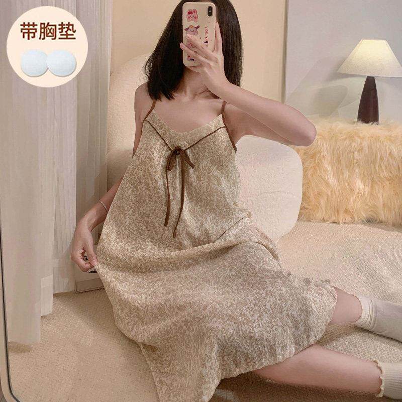 2026夏季云朵棉吊带睡裙 睡衣女 带胸垫不可拆卸