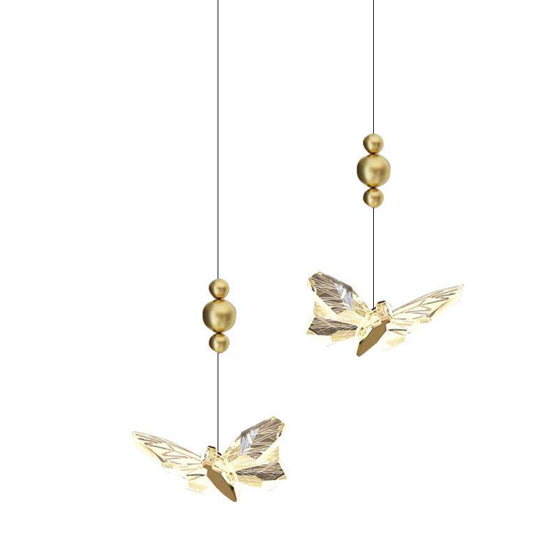 蝴蝶吊灯卧室床头吊灯创意轻奢个性玄关入户灯女孩主卧双头吊线灯