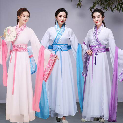 古装服装仙女飘逸广袖舞台装古筝舞蹈演出服古代改良汉服女襦裙春