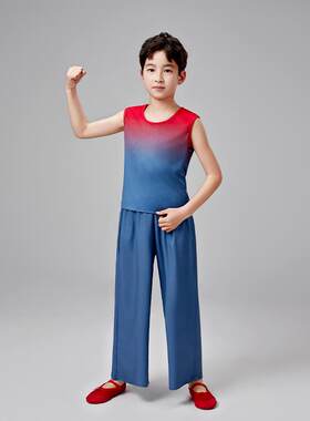 高档服我心中的群红出歌颂演祖国舞现代舞蹈道具儿童舞台装比赛表