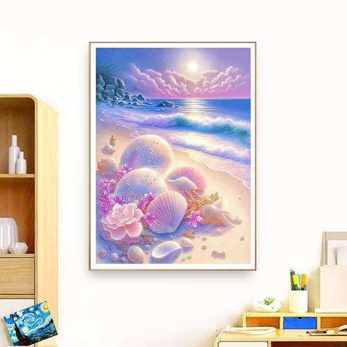 J6DA粉贝壳十字绣025年工新款线绣客厅简约小件玄关F77MS85S色2卧