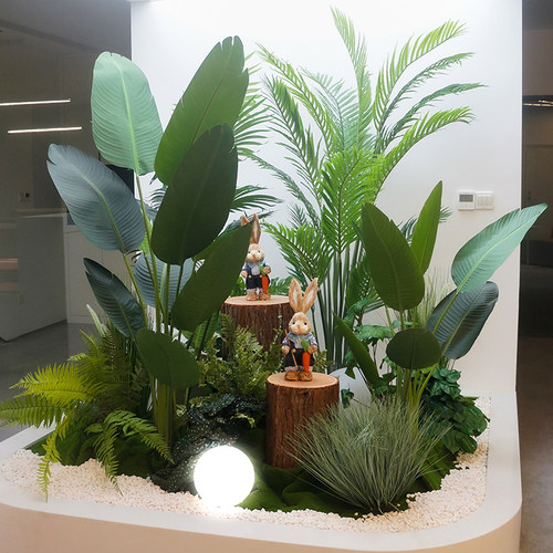 室内仿真绿植露营风装饰造景商场酒店店铺橱窗假植物落地摆件布置