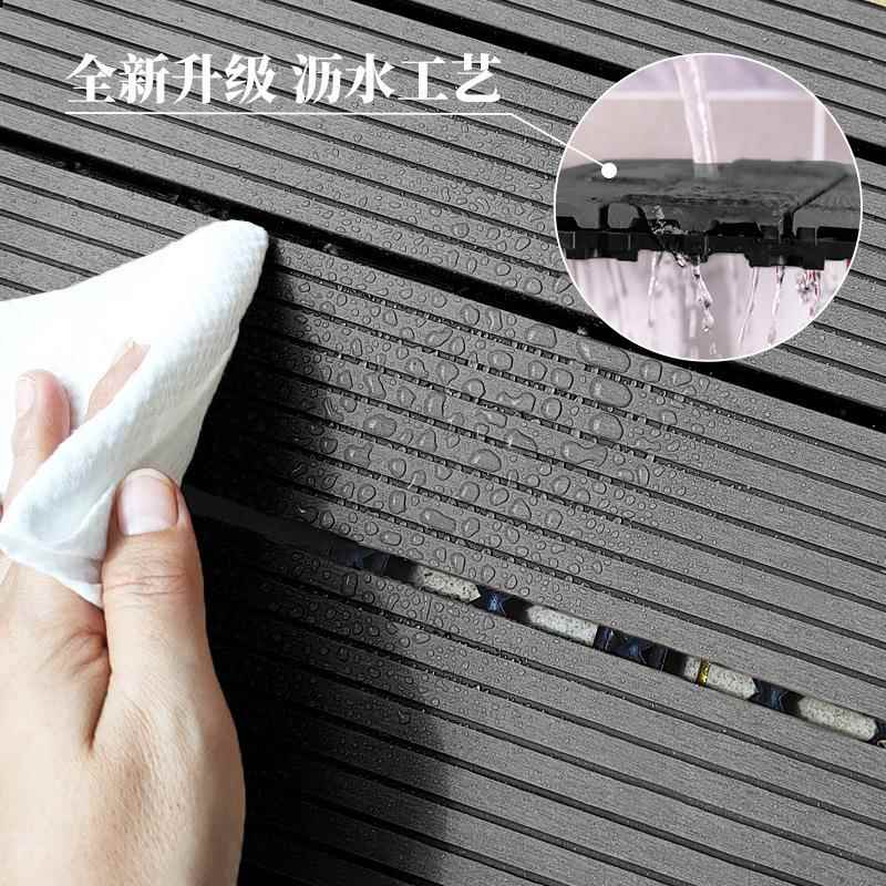 直销塑木地板户外露台防腐木自铺卡扣拼接防水室外阳台庭院免龙骨图片