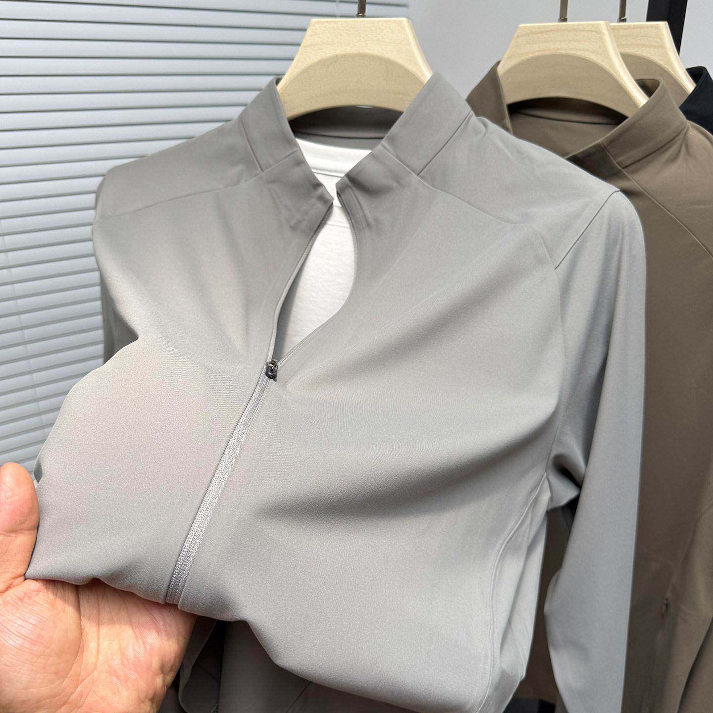 MAROLIO~高端滑料立领夹克男士秋季潮流修身口袋拉炼运动休闲外套