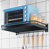 免打孔厨房微波炉置物架壁挂烤箱电器墙上放锅架收纳架子层板货架