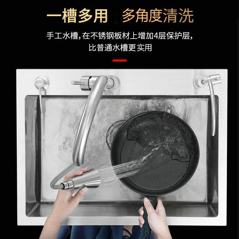 304不锈钢手工单水槽加厚厨房洗碗洗菜工作台SUS一体成型单槽台上