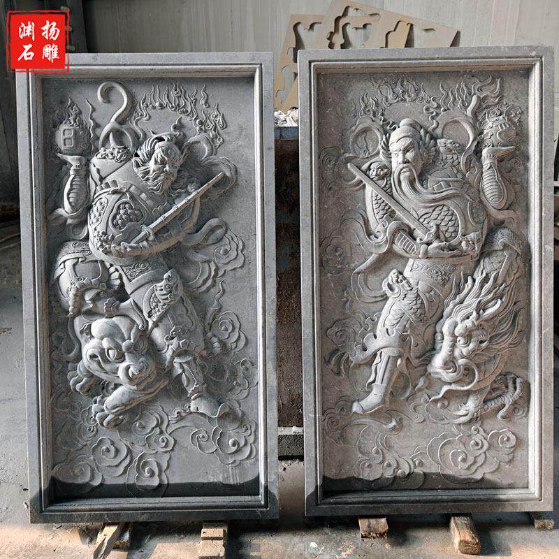 石雕门神浮雕秦叔宝壁画 画像定制青石汉白玉人物立体画 画门口镇