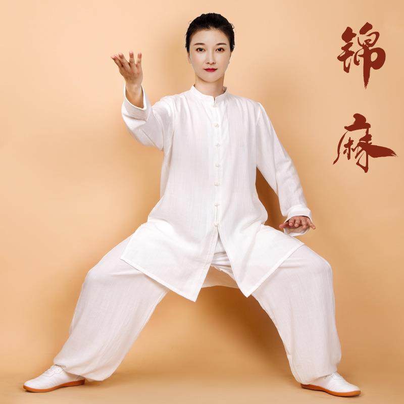 太极服女装2021新款改良棉麻亚麻太极拳武术练功服男中国风春夏季