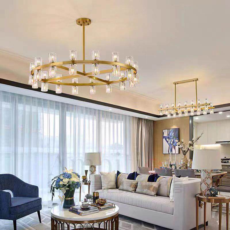 新款直销全铜水晶客厅吊灯主灯美式轻奢餐厅卧室设计师的灯led多