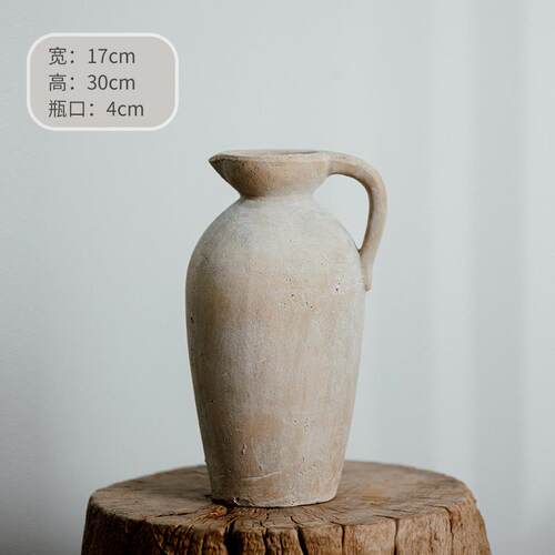 新款此莳家居 复古日式侘风宿摆件寂插干花民花瓶装器饰皿红陶土