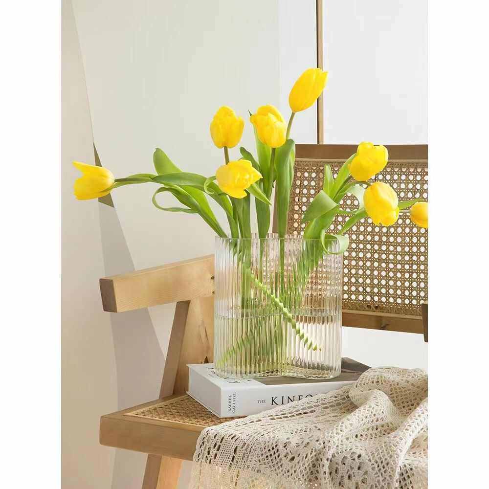 北欧ins风小脚丫花瓶风琴竖纹花瓶插花水养玻璃干花桌面装饰弘智,家居饰品,花瓶,淘宝优惠券,粉丝福利购,淘宝优惠卷