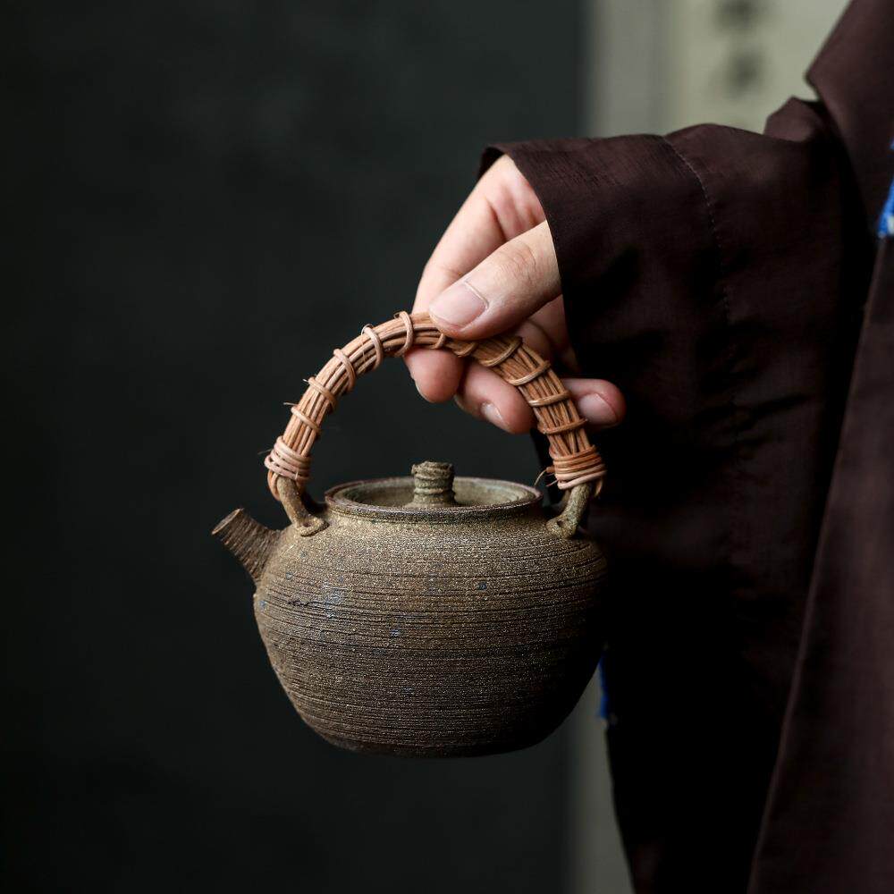 陶壶纯手工粗陶老煮茶壶器水壶泡烧茶竹把铜提梁岩泥老岩泥提炭火