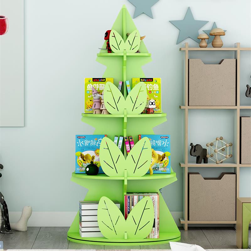 *旋转书架省空间简约展示架艺术摆件落地创意转角家用收纳置物架