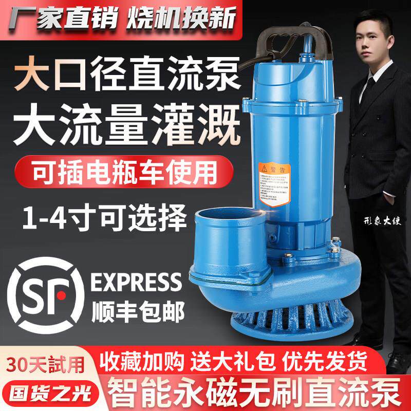 直流潜水泵大流量3寸四寸48V可携式电泵农用灌溉抽水机电动车水泵