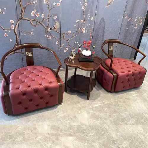 新中休闲椅件套客厅售楼式乌处实XMO木皮三艺轻奢金木单人沙发洽