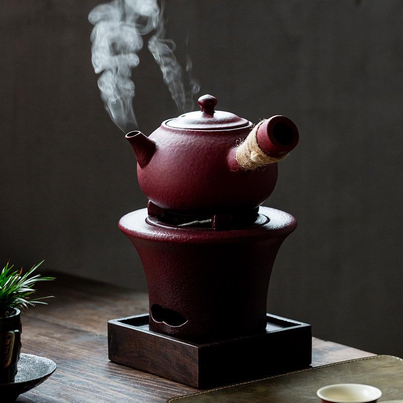山楂红侧把壶家用围炉煮茶碳炉户外老式烧烤炭火侧把壶温茶器套装