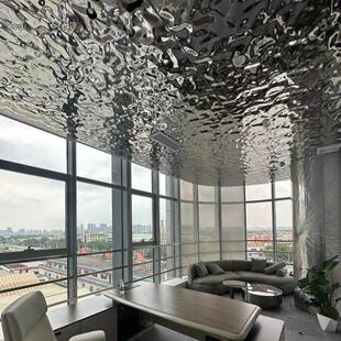 不锈钢水波纹板装饰悬吊式天花板镜面金属板波浪纹压花酒吧ktv酒