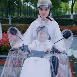 雨衣母子男女外卖代驾防暴雨全透明可视时尚 骑行单人加厚电动厚款