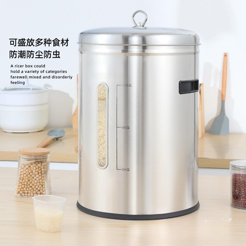 3装04不锈钢米桶储米箱米缸大米面粉桶密潮0防虫防BKP1斤米箱30绢
