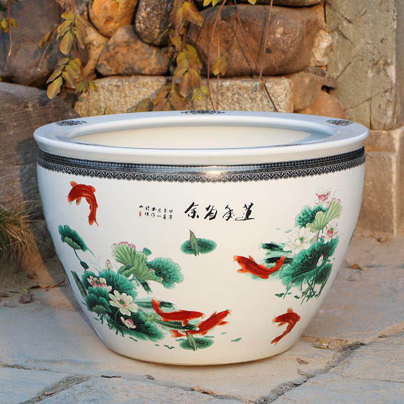 景德镇陶瓷金鱼缸养荷花莲花盆乌龟锦鲤睡莲缸特大号水缸庭院客厅