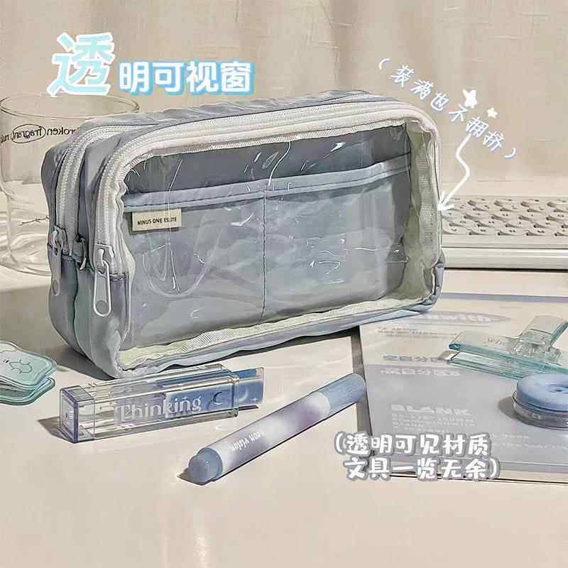 二次元痛笔袋高颜值大容量有透明痛层diy小食量吧唧痛包笔袋文具